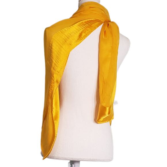 Elegance in Amber: Christian Dior Chiffon and Satin Edged Scarf - Picture 2 of 5
